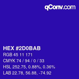 カラーコード: HEX #2D0BAB | qconv.com