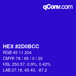 Color code: HEX #2D0BCC | qconv.com
