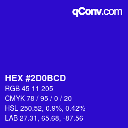 Color code: HEX #2D0BCD | qconv.com