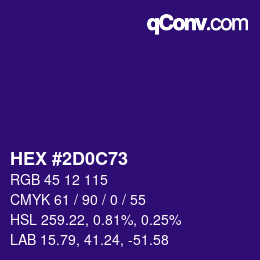 Color code: HEX #2D0C73 | qconv.com