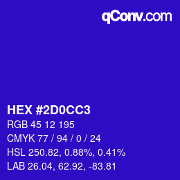 カラーコード: HEX #2D0CC3 | qconv.com