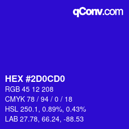 Color code: HEX #2D0CD0 | qconv.com