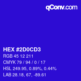 Color code: HEX #2D0CD3 | qconv.com