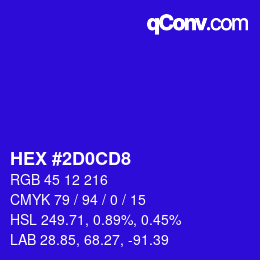 Color code: HEX #2D0CD8 | qconv.com
