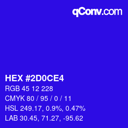Color code: HEX #2D0CE4 | qconv.com