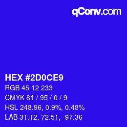 Color code: HEX #2D0CE9 | qconv.com
