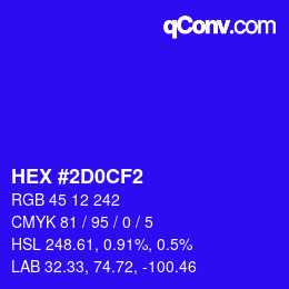 Color code: HEX #2D0CF2 | qconv.com