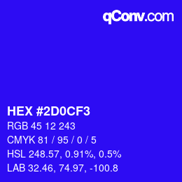 Color code: HEX #2D0CF3 | qconv.com