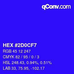 Código de color: HEX #2D0CF7 | qconv.com