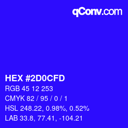 Color code: HEX #2D0CFD | qconv.com