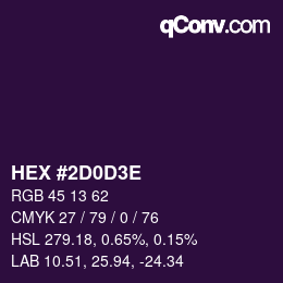 Color code: HEX #2D0D3E | qconv.com