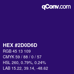 Color code: HEX #2D0D6D | qconv.com