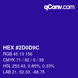 Color code: HEX #2D0D9C | qconv.com