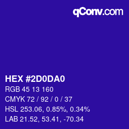 カラーコード: HEX #2D0DA0 | qconv.com