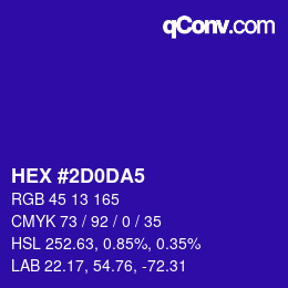 Color code: HEX #2D0DA5 | qconv.com