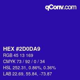カラーコード: HEX #2D0DA9 | qconv.com