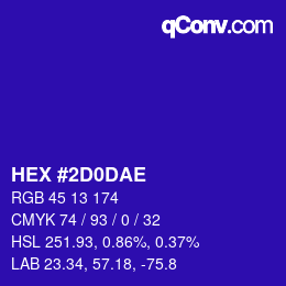 カラーコード: HEX #2D0DAE | qconv.com