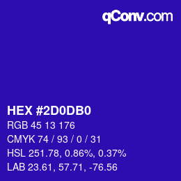 Color code: HEX #2D0DB0 | qconv.com