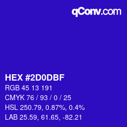 カラーコード: HEX #2D0DBF | qconv.com