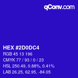 Color code: HEX #2D0DC4 | qconv.com