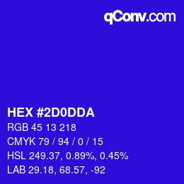 颜色代码: HEX #2D0DDA | qconv.com