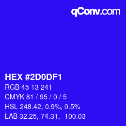 Color code: HEX #2D0DF1 | qconv.com