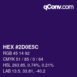 Color code: HEX #2D0E5C | qconv.com