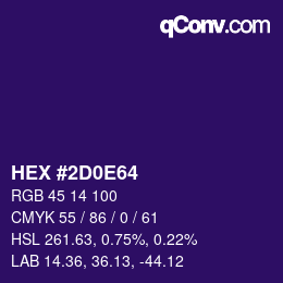 Color code: HEX #2D0E64 | qconv.com