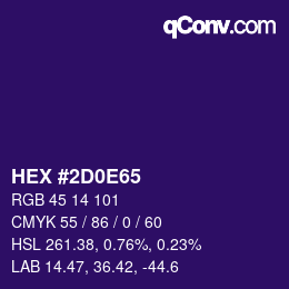 Color code: HEX #2D0E65 | qconv.com