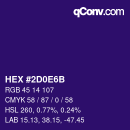 Color code: HEX #2D0E6B | qconv.com