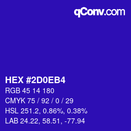 Color code: HEX #2D0EB4 | qconv.com