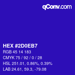 Color code: HEX #2D0EB7 | qconv.com