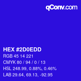 颜色代码: HEX #2D0EDD | qconv.com