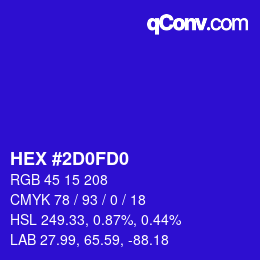Farbcode: HEX #2D0FD0 | qconv.com
