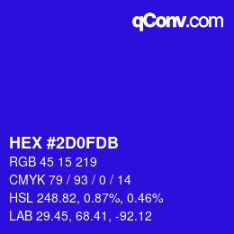 Color code: HEX #2D0FDB | qconv.com