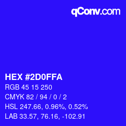 Color code: HEX #2D0FFA | qconv.com