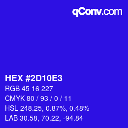 Color code: HEX #2D10E3 | qconv.com