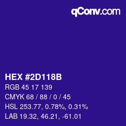 Color code: HEX #2D118B | qconv.com