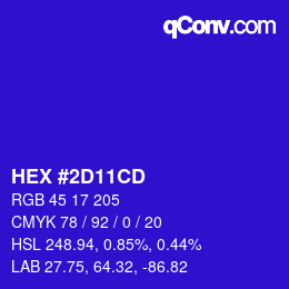 Color code: HEX #2D11CD | qconv.com