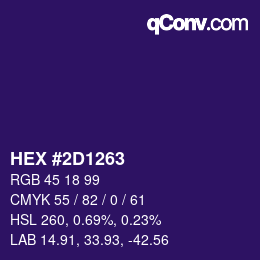 Color code: HEX #2D1263 | qconv.com