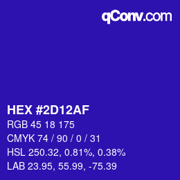 Color code: HEX #2D12AF | qconv.com