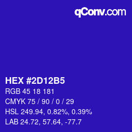 颜色代码: HEX #2D12B5 | qconv.com