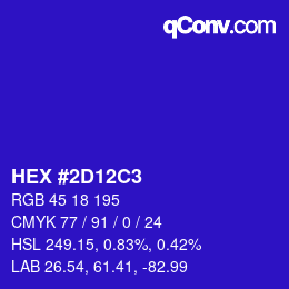 Color code: HEX #2D12C3 | qconv.com
