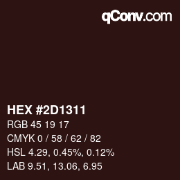 Color code: HEX #2D1311 | qconv.com