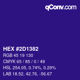 Color code: HEX #2D1382 | qconv.com