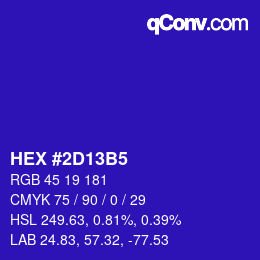 カラーコード: HEX #2D13B5 | qconv.com