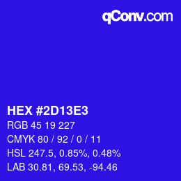 Color code: HEX #2D13E3 | qconv.com