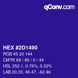 Color code: HEX #2D1490 | qconv.com