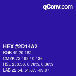 カラーコード: HEX #2D14A2 | qconv.com