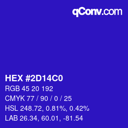 Color code: HEX #2D14C0 | qconv.com